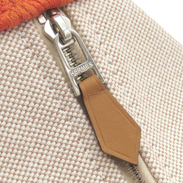 エルメス HERMES ブリッド ア ブラック PM オレンジ×ナチュラル トワルアッシュ ポーチ シルバー金具 トワルH バニティ