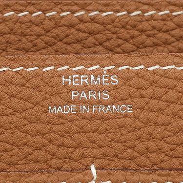 エルメス HERMES ドゴンデュオ ドゴンGM ゴールド トゴ 長財布 シルバー金具 茶 二つ折り財布