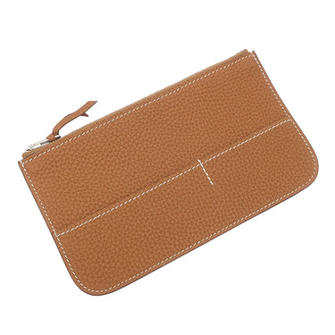 エルメス HERMES ドゴンデュオ ドゴンGM ゴールド トゴ 長財布 シルバー金具 茶 二つ折り財布