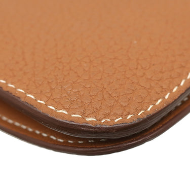 エルメス HERMES ドゴンデュオ ドゴンGM ゴールド トゴ 長財布 シルバー金具 茶 二つ折り財布