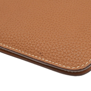 エルメス HERMES ドゴンデュオ ドゴンGM ゴールド トゴ 長財布 シルバー金具 茶 二つ折り財布