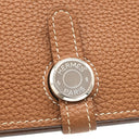 エルメス HERMES ドゴンデュオ ドゴンGM ゴールド トゴ 長財布 シルバー金具 茶 二つ折り財布