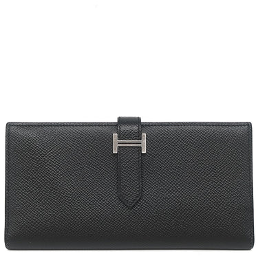 エルメス HERMES ベアンスフレ ブラック ヴォーエプソン 長財布 シルバー金具 二つ折り財布