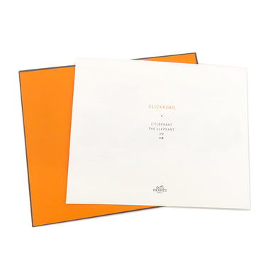 エルメス HERMES クリッカーズ エレファント ローズティリアン×オレンジ シェーブル オブジェ シルバー金具 CLICKAZOO 象 置物