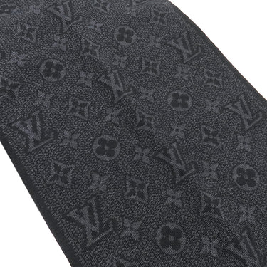 ルイヴィトン LOUIS VUITTON マフラーマイ モノグラム エクリプス M73468 ブラック ウール マフラー 黒×グレー モノグラム