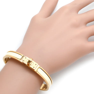 エルメス HERMES ミニ クリック ケリー クレーム GP エナメル ブレスレット ローズゴールド金具 ピンクゴールド金具 アイボリー 白 ケリークラスプモチーフ