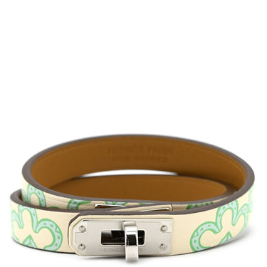 エルメス HERMES ミニ ケリードゥブルトゥール ナタ×ヴェール ヴォースイフト GP T2 ブレスレット シルバー金具 2重 ラッキーデイジー 2023年製