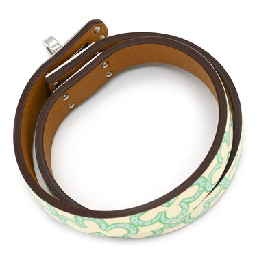 エルメス HERMES ミニ ケリードゥブルトゥール ナタ×ヴェール ヴォースイフト GP T2 ブレスレット シルバー金具 2重 ラッキーデイジー 2023年製