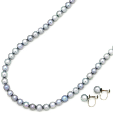 TASAKI TASAKI あこやパール ネックレス イヤリング セット パールシルバーグレー×ホワイトゴールド パール シルバー K14WG(イヤリング) ネックレス K14WG SV