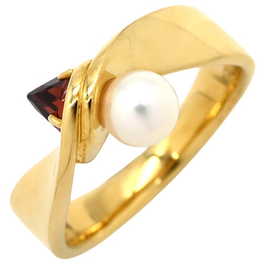 TASAKI TASAKI リファインド リベリオン パールホワイト×イエローゴールド K18YG パール ガーネット リング 指輪 アコヤ あこや 真珠 1粒 K18YG パール ガーネット 11号