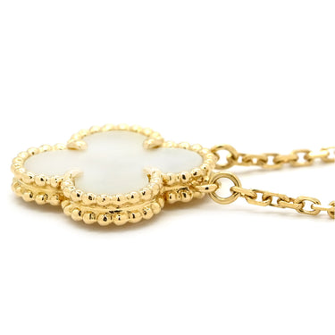 ヴァンクリーフアーペル Van Cleef & Arpels ヴィンテージ アルハンブラ ペンダント VCARA45900 パールホワイト×イエローゴールド K18YG マザーオブパール ネックレス 白 750 18K YG シェル
