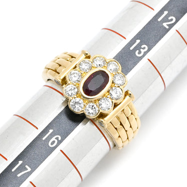 コルロフ Korloff ルビー ダイヤ レッド×イエローゴールド K18YG ダイヤモンド ルビー リング 指輪 0.68ct イエローゴールド Au750 18K 18金 赤 アールデコ調 フラワーモチーフ 15号