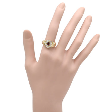 コルロフ Korloff ルビー ダイヤ レッド×イエローゴールド K18YG ダイヤモンド ルビー リング 指輪 0.68ct イエローゴールド Au750 18K 18金 赤 アールデコ調 フラワーモチーフ 15号
