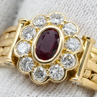 コルロフ Korloff ルビー ダイヤ レッド×イエローゴールド K18YG ダイヤモンド ルビー リング 指輪 0.68ct イエローゴールド Au750 18K 18金 赤 アールデコ調 フラワーモチーフ 15号
