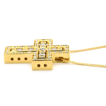 ダミアーニ DAMIANI ベルエポック S イエローゴールド K18YG ダイヤモンド ネックレス ペンダント 750 18金 クロス 十字架 ダイヤ