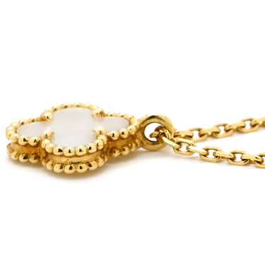 ヴァンクリーフアーペル Van Cleef & Arpels スウィート アルハンブラ ペンダント パールホワイト×イエローゴールド K18YG マザーオブパール ネックレス 白 シェル Au750 18K