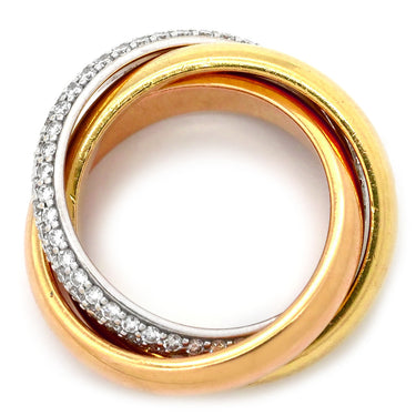 カルティエ Cartier トリニティ セミパヴェ ダイヤ ホワイトゴールド×イエローゴールド×ピンクゴールド K18WG K18YG K18PG ダイヤモンド #48(JP8) リング 指輪 3カラー 3連リング 18K 750 7.5号