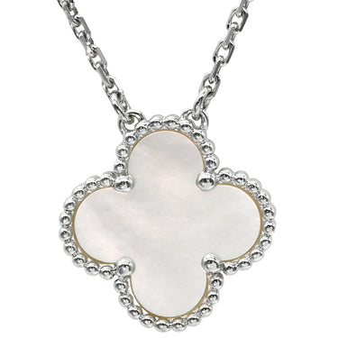 ヴァンクリーフアーペル Van Cleef & Arpels ヴィンテージ アルハンブラ VCARF48700 パールホワイト×ホワイトゴールド K18WG ホワイトマザーオブパール ネックレス シェル
