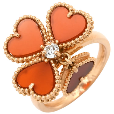 ヴァンクリーフアーペル Van Cleef & Arpels スウィートハート エフイヤージュ ローズゴールド K18PG ダイヤモンド カーネリアン #48(JP8) リング 指輪 ピンクゴールド ダイヤ 7号