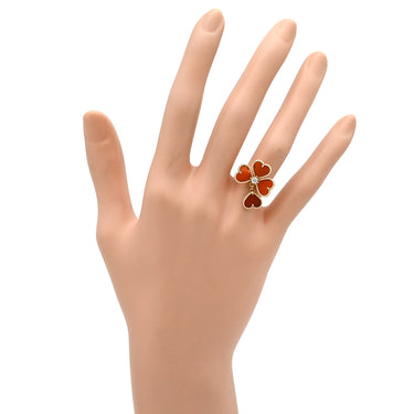 ヴァンクリーフアーペル Van Cleef & Arpels スウィートハート エフイヤージュ ローズゴールド K18PG ダイヤモンド カーネリアン #48(JP8) リング 指輪 ピンクゴールド ダイヤ 7号