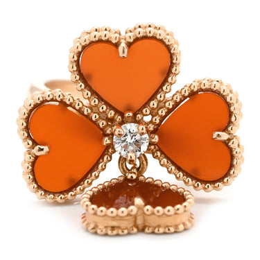 ヴァンクリーフアーペル Van Cleef & Arpels スウィートハート エフイヤージュ ローズゴールド K18PG ダイヤモンド カーネリアン #48(JP8) リング 指輪 ピンクゴールド ダイヤ 7号