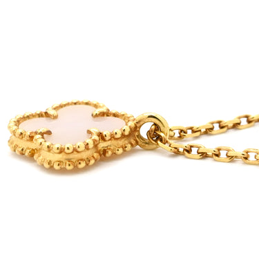 ヴァンクリーフアーペル Van Cleef & Arpels スウィート アルハンブラ ペンダント パールホワイト×イエローゴールド K18YG マザーオブパール ネックレス 白 シェル Au750 18K