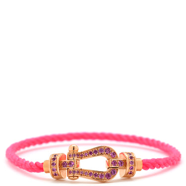 フレッド FRED フォース10 MM ピンクゴールド×ピンク K18PG ダイヤモンド ピンクサファイア ステンレスケーブル #14 ブレスレット ダイヤ Au750 18K 18金 ピンクサファイア ミディアムモデル