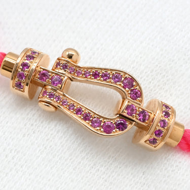 フレッド FRED フォース10 MM ピンクゴールド×ピンク K18PG ダイヤモンド ピンクサファイア ステンレスケーブル #14 ブレスレット ダイヤ Au750 18K 18金 ピンクサファイア ミディアムモデル