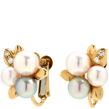 TASAKI TASAKI パールイヤリング イエローゴールド K18YG ダイヤモンド パール イヤリング 750YG Au750 ダイヤ 0.02ct グレーパール×ピンクパール スクリュー