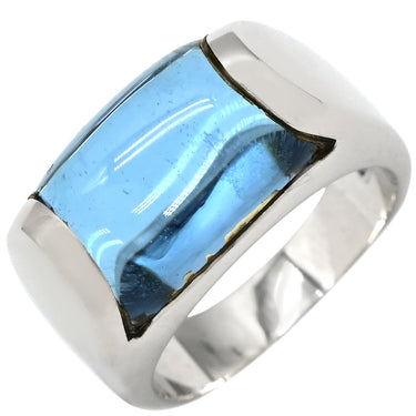 ブルガリ BVLGARI トロンケット ホワイトゴールド K18WG ブルートパーズ リング 指輪 750 18金 WG ブルートパーズ 青 ライトブルー 9号