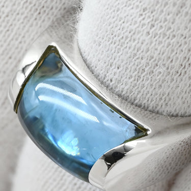 ブルガリ BVLGARI トロンケット ホワイトゴールド K18WG ブルートパーズ リング 指輪 750 18金 WG ブルートパーズ 青 ライトブルー 9号