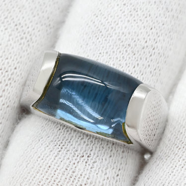 ブルガリ BVLGARI トロンケット ホワイトゴールド K18WG ブルートパーズ リング 指輪 750 18金 WG ブルートパーズ 青 ライトブルー 9号