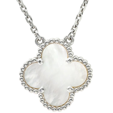 ヴァンクリーフアーペル Van Cleef & Arpels ヴィンテージ アルハンブラ ペンダント VCARF48700 パールホワイトXホワイトゴールド K18WG マザーオブパール ネックレス ホワイト シェル Au750 K18WG 18K