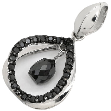 ノンブランド NON BRAND ダイヤ ブラックダイヤ 0.65ct ブラック×ホワイトゴールド K18WG ダイヤモンド ペンダントトップ 黒 18金 18K 750 WG フロートデザイン ドロップ スウィング