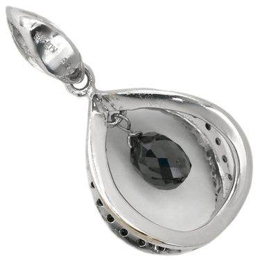 ノンブランド NON BRAND ダイヤ ブラックダイヤ 0.65ct ブラック×ホワイトゴールド K18WG ダイヤモンド ペンダントトップ 黒 18金 18K 750 WG フロートデザイン ドロップ スウィング