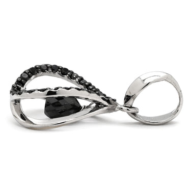 ノンブランド NON BRAND ダイヤ ブラックダイヤ 0.65ct ブラック×ホワイトゴールド K18WG ダイヤモンド ペンダントトップ 黒 18金 18K 750 WG フロートデザイン ドロップ スウィング