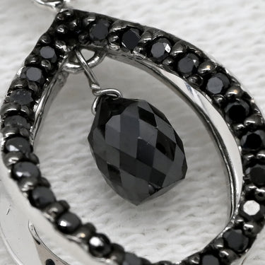 ノンブランド NON BRAND ダイヤ ブラックダイヤ 0.65ct ブラック×ホワイトゴールド K18WG ダイヤモンド ペンダントトップ 黒 18金 18K 750 WG フロートデザイン ドロップ スウィング
