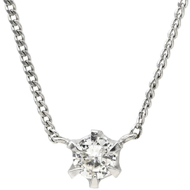 ノンブランド NON BRAND ソリティア ダイヤモンド 0.25ct プラチナシルバー Pt850 ダイヤモンド Pt850(チェーン/造幣局検定マーク) ネックレス プラチナ 1P 1石 1粒 6本爪 両吊りタイプ
