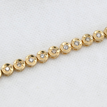 ノンブランド NON BRAND テニスブレスレット 1.0ct ダイヤモンド イエローゴールド K18YG ダイヤモンド ブレスレット Au750 18K 18金 ベゼルセッティング