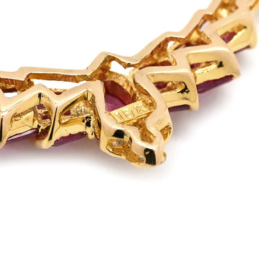 ノンブランド NON BRAND ダイヤ ルビーペンダント レッド×イエローゴールド K18YG ダイヤモンド ルビー ネックレス Au750 18K 18金 YG ダイヤ アールデコ調 バゲットルビー×マーキスモチーフ