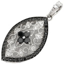 ノンブランド NON BRAND ダイヤ ブラックダイヤ 0.45ct 0.10ct ブラック×ホワイトゴールド K18WG ダイヤモンド ペンダントトップ 黒 18金 18K 750 WG フィリグリーデザイン フラワー