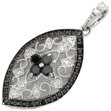 ノンブランド NON BRAND ダイヤ ブラックダイヤ 0.45ct 0.10ct ブラック×ホワイトゴールド K18WG ダイヤモンド ペンダントトップ 黒 18金 18K 750 WG フィリグリーデザイン フラワー