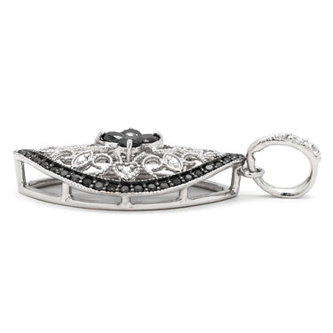 ノンブランド NON BRAND ダイヤ ブラックダイヤ 0.45ct 0.10ct ブラック×ホワイトゴールド K18WG ダイヤモンド ペンダントトップ 黒 18金 18K 750 WG フィリグリーデザイン フラワー