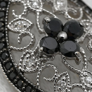 ノンブランド NON BRAND ダイヤ ブラックダイヤ 0.45ct 0.10ct ブラック×ホワイトゴールド K18WG ダイヤモンド ペンダントトップ 黒 18金 18K 750 WG フィリグリーデザイン フラワー