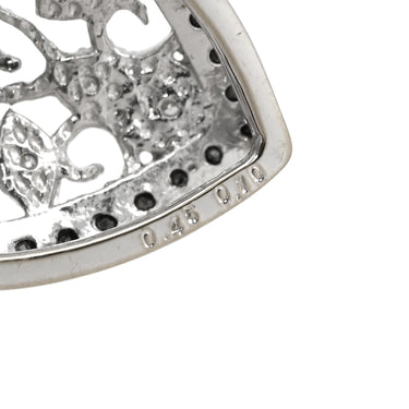 ノンブランド NON BRAND ダイヤ ブラックダイヤ 0.45ct 0.10ct ブラック×ホワイトゴールド K18WG ダイヤモンド ペンダントトップ 黒 18金 18K 750 WG フィリグリーデザイン フラワー