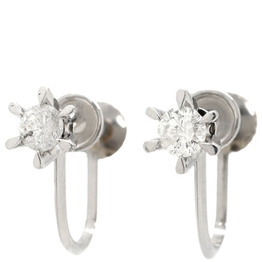 ノンブランド NON BRAND ダイヤモンド 0.38ct ネジ式 プラチナシルバー Pt850 ダイヤモンド イヤリング プラチナ 1P 1石 1粒 ソリティア 6本爪 両耳用