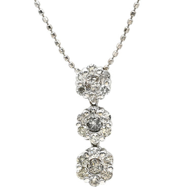 ノンブランド NON BRAND ダイヤモンド トリロジー ホワイトゴールド K14WG ダイヤモンド ネックレス Au585 14K ドロップ ボールチェーン フラワーモチーフ