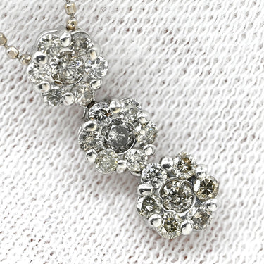ノンブランド NON BRAND ダイヤモンド トリロジー ホワイトゴールド K14WG ダイヤモンド ネックレス Au585 14K ドロップ ボールチェーン フラワーモチーフ