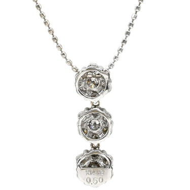 ノンブランド NON BRAND ダイヤモンド トリロジー ホワイトゴールド K14WG ダイヤモンド ネックレス Au585 14K ドロップ ボールチェーン フラワーモチーフ