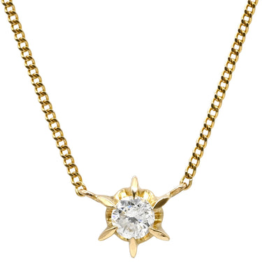ノンブランド NON BRAND ソリティア ダイヤモンド 0.2ct イエローゴールド K18YG ダイヤモンド K18YG(チェーン/造幣局検定マーク) ネックレス Au750 18K 18金 1P 1石 1粒 6本爪 両吊りタイプ